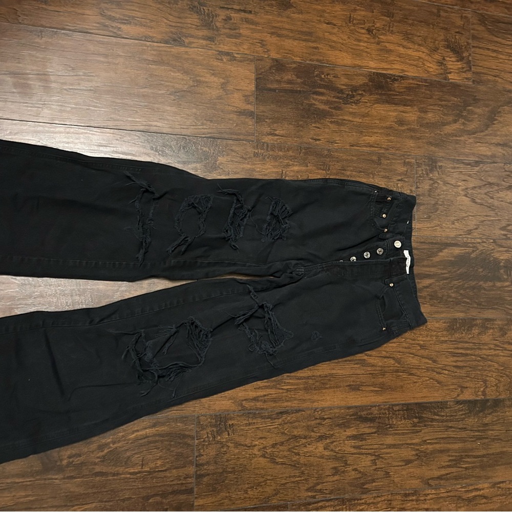Pacsun Black Distressed Button-Fly Jeans